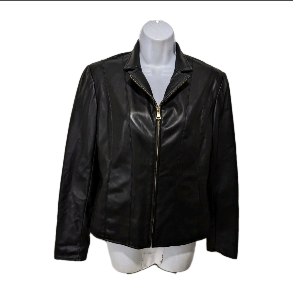 Cole Haan Faux Leather Jacket S Vegan Black Butter Soft #7777